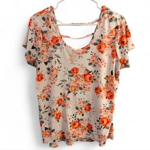 Bobbie Brooks White Shirt Pink Floral Flower Print Size XL